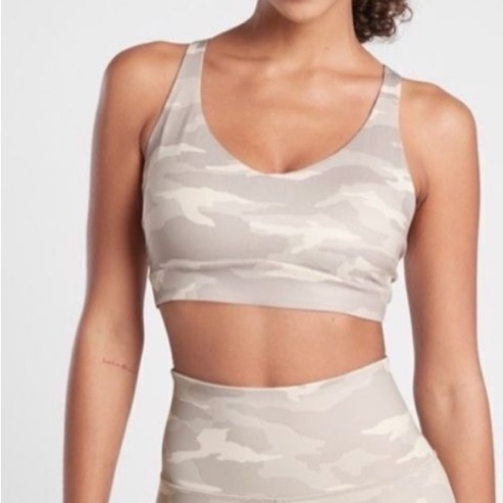 Athleta Camo Sports Bra - Gray and Cream